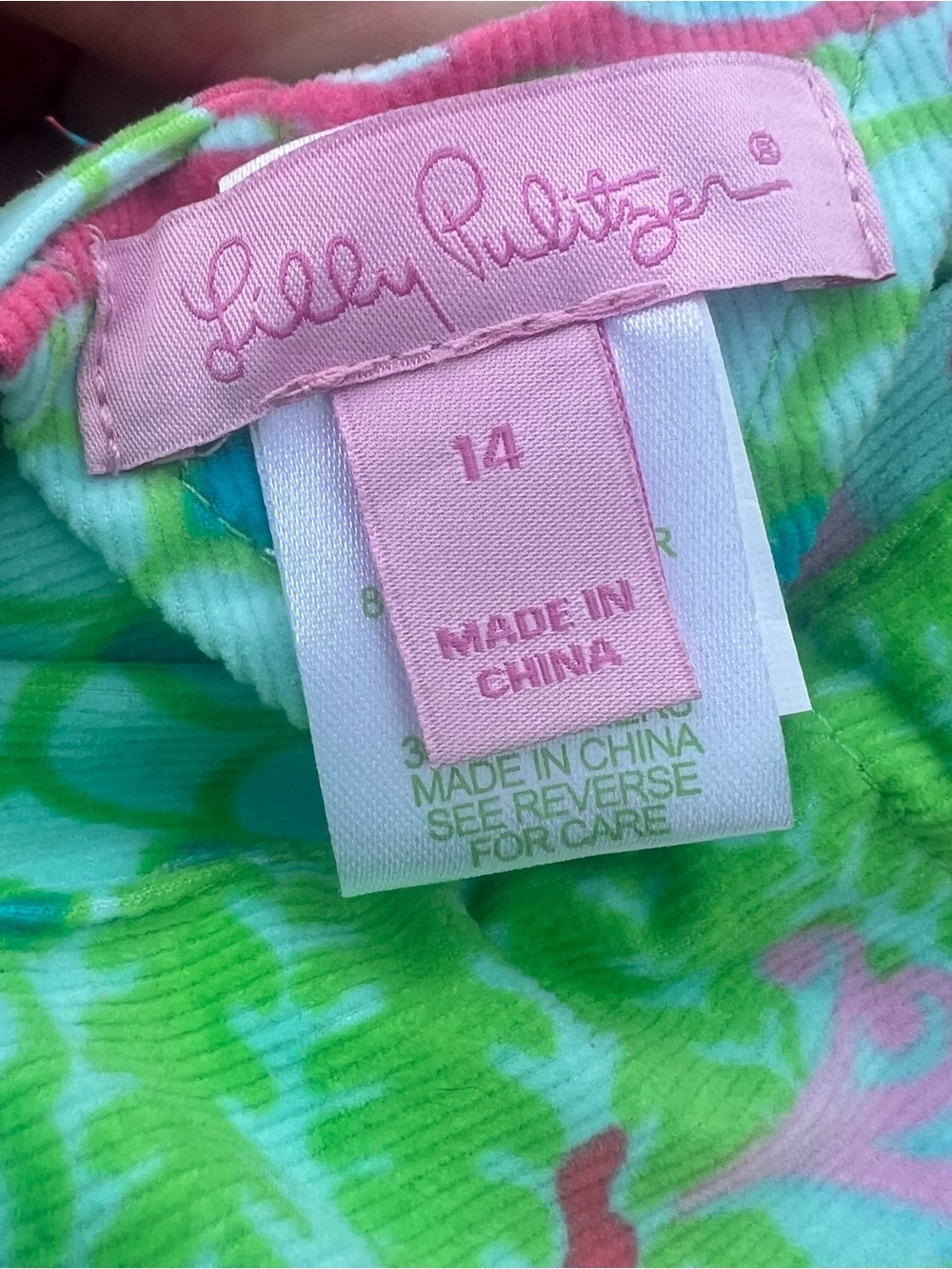 Lilly Pulitzer Checkin In Gecko Print Reversible Quilted Puffer Vest Size 14 - Picture 5 of 5